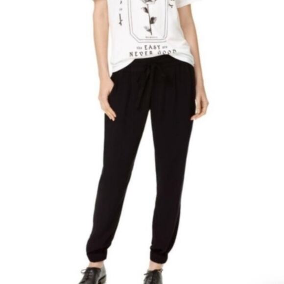 Talula Aritzia Viscose Joggers Black Flowy Stretch Waist - Picture 1 of 8